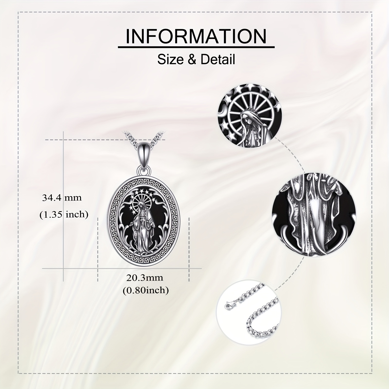 925 Sterling Silver Religious Medal Pendant Necklace